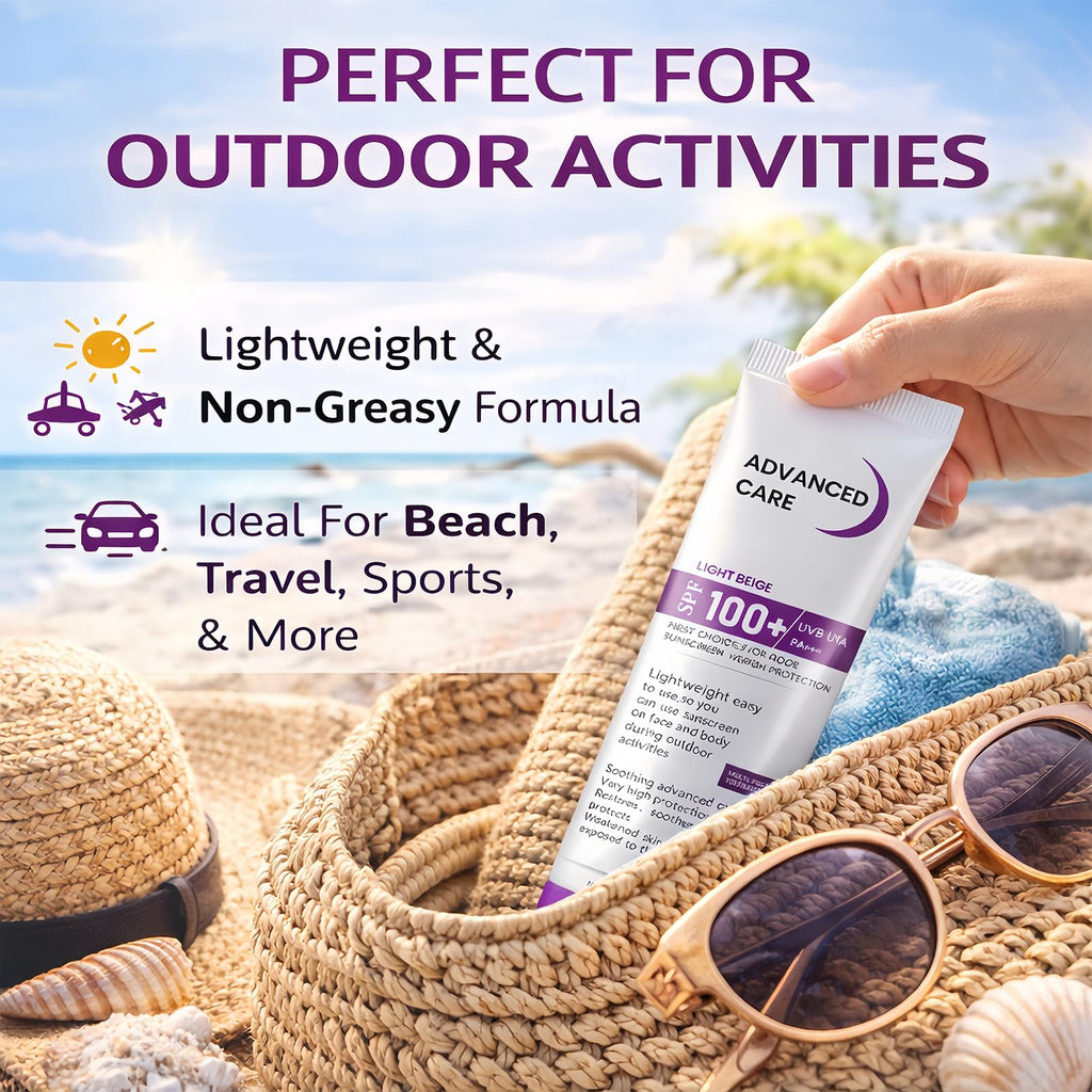 2 Pack SPF 100+ Sunscreen For Outdoor Sport - Face & Body Lotion, Broad Spectrum UVA/UVB PA+++, Water Resistant, Soothing Daily Care, 2 x 80g (160g Total)