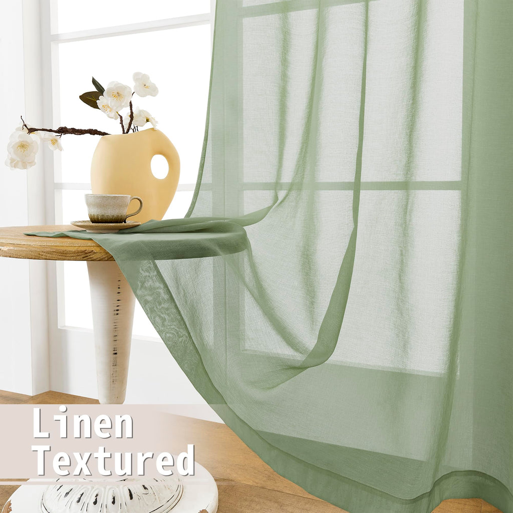 Short Sheer Door Curtains Closet Linen Textured Curtains Sheer Doorway Light Filtering Voile Patio Glass Door Rod Pocket Curtain French Doors
