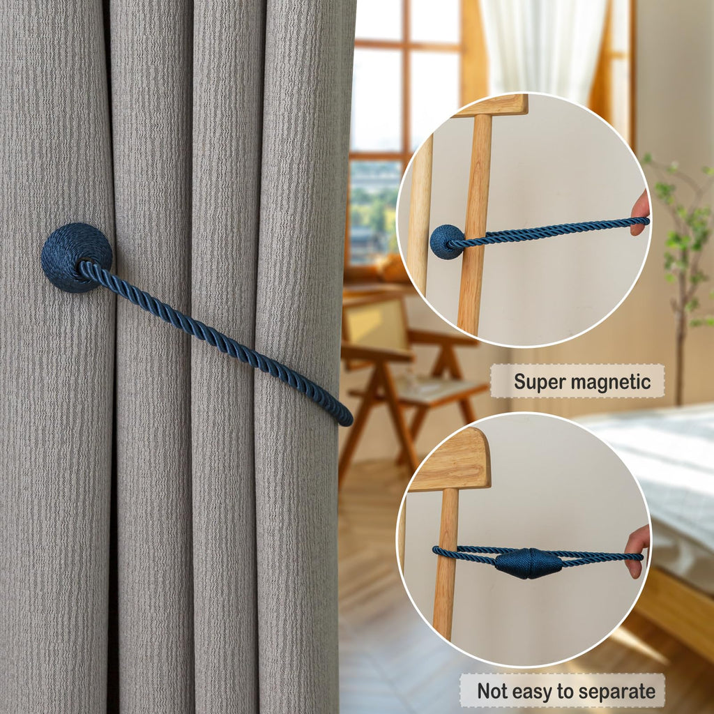 Magnetic Curtain Tiebacks 8 Pack Outdoor Rope Curtain Tie Backs Decorative Window Treatment Holdbacks for Home Decorative Curtain