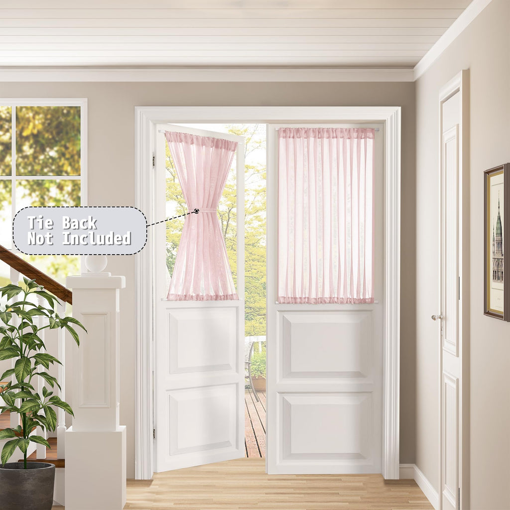 Sheer Door Curtains Closet Linen Textured Curtain Sheers Doorway Light Filtering Voile French Doors Rod Pocket Curtains Patio Glass Door