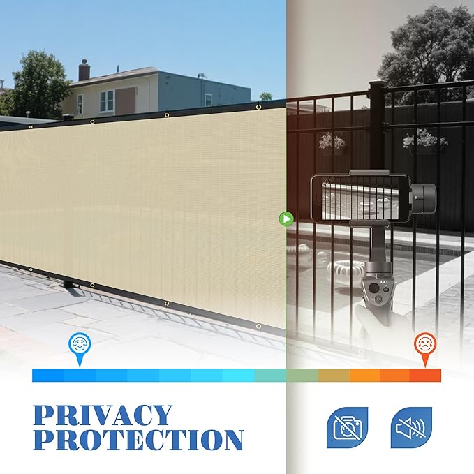 ECOOPTS 4'x36' Privacy Fence Screen Windscreen with Copper Grommets, Fit for Commercial Fence and Residential Garden Outdoor 90% UV Blockage, Cable Zip Ties Included (Beige)