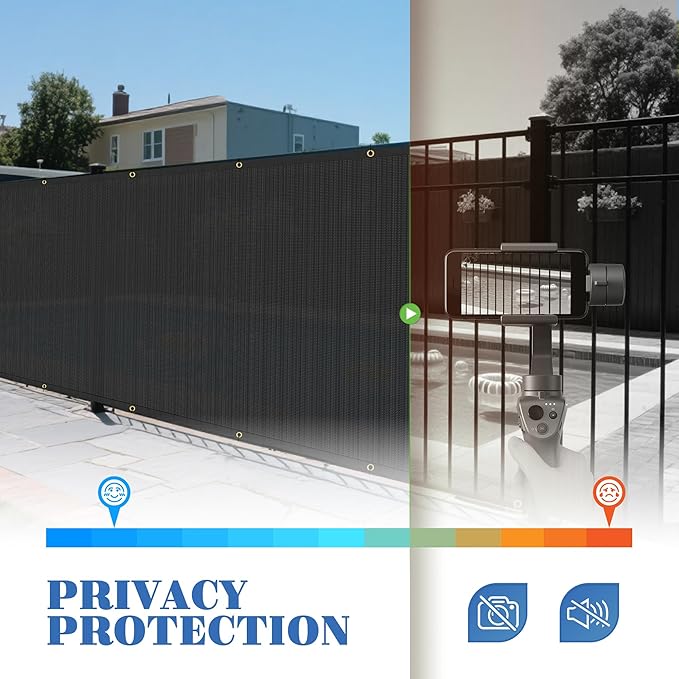 ECOOPTS 4'x294' Privacy Fence Screen Windscreen with Copper Grommets, Fit for Commercial Fence and Residential Garden Outdoor 90% UV Blockage, Cable Zip Ties Included (Black)