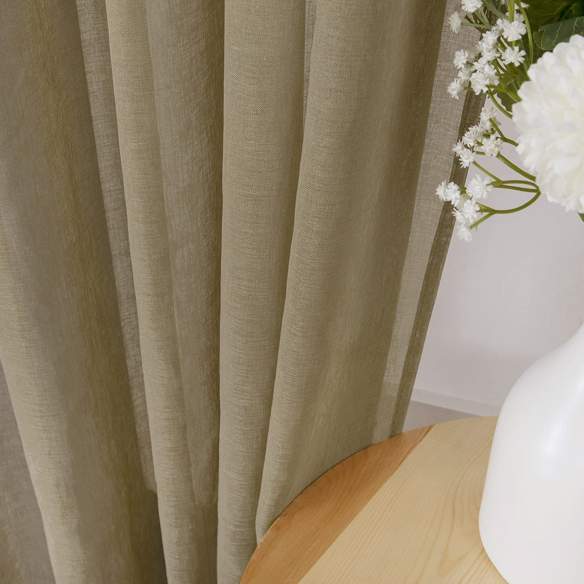 Sheer Tier Curtain Linen Textured Half Kitchen Curtains Sheer Light Filtering Rod Pocket Voile Small Curtains for Bathroom