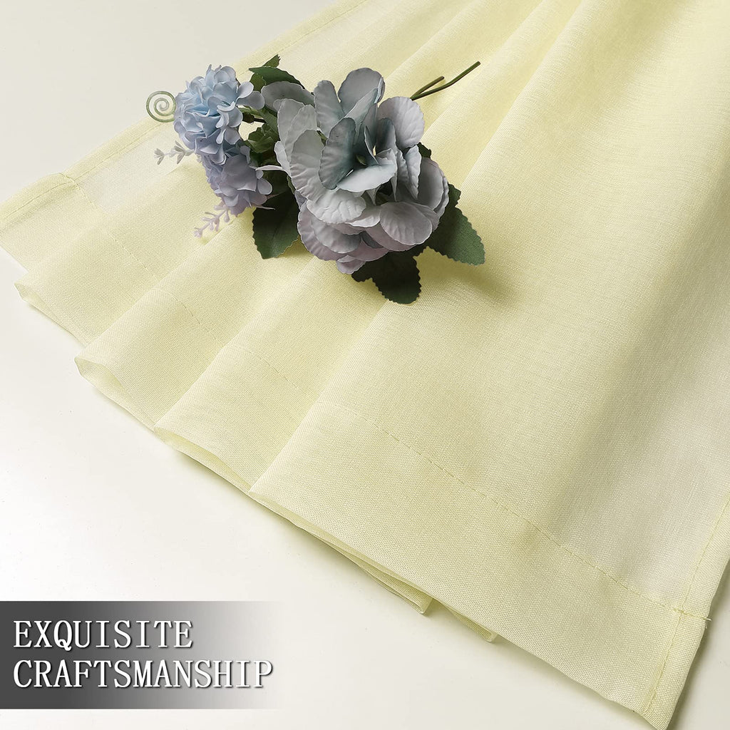 Sheer Curtain Linen Textured Bedroom Curtains Sheer Light Filtering Rod Pocket Voile Curtain for Living Room (2 Count)