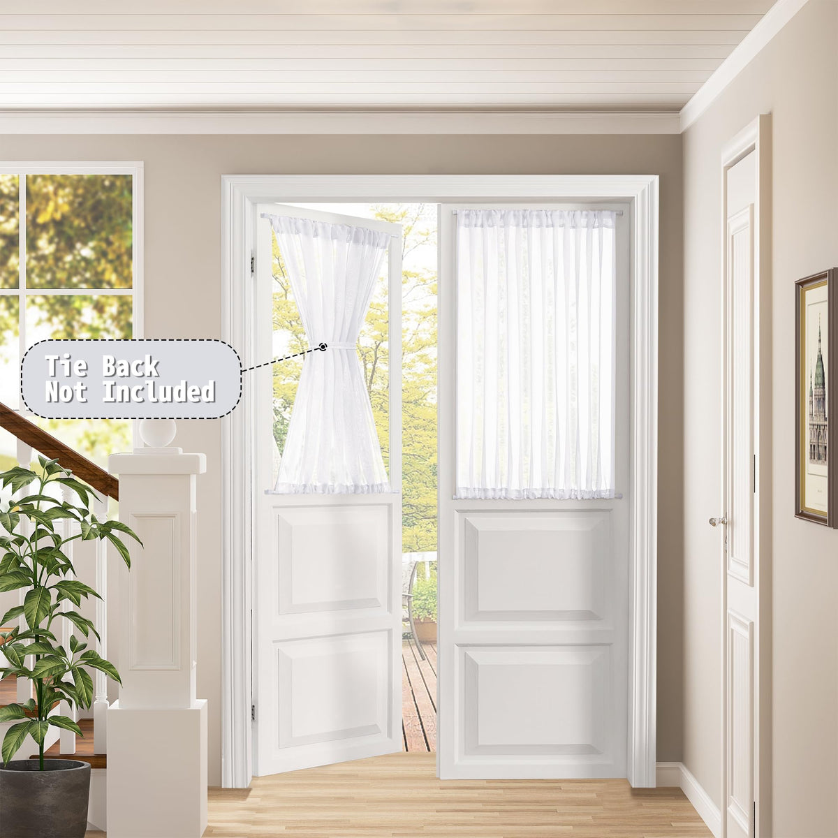 Short Sheer Door Curtains Closet Linen Textured Curtains Sheer Doorway Light Filtering Voile Patio Glass Door Rod Pocket Curtain French Doors
