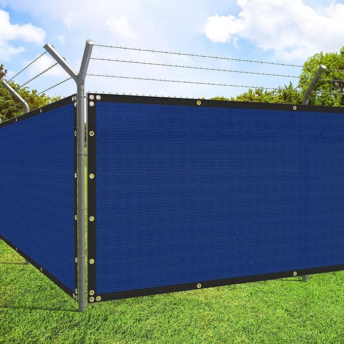 ECOOPTS 4'x93' Privacy Fence Screen Windscreen with Copper Grommets, Fit for Commercial Fence and Residential Garden Outdoor 90% UV Blockage, Cable Zip Ties Included (Blue)