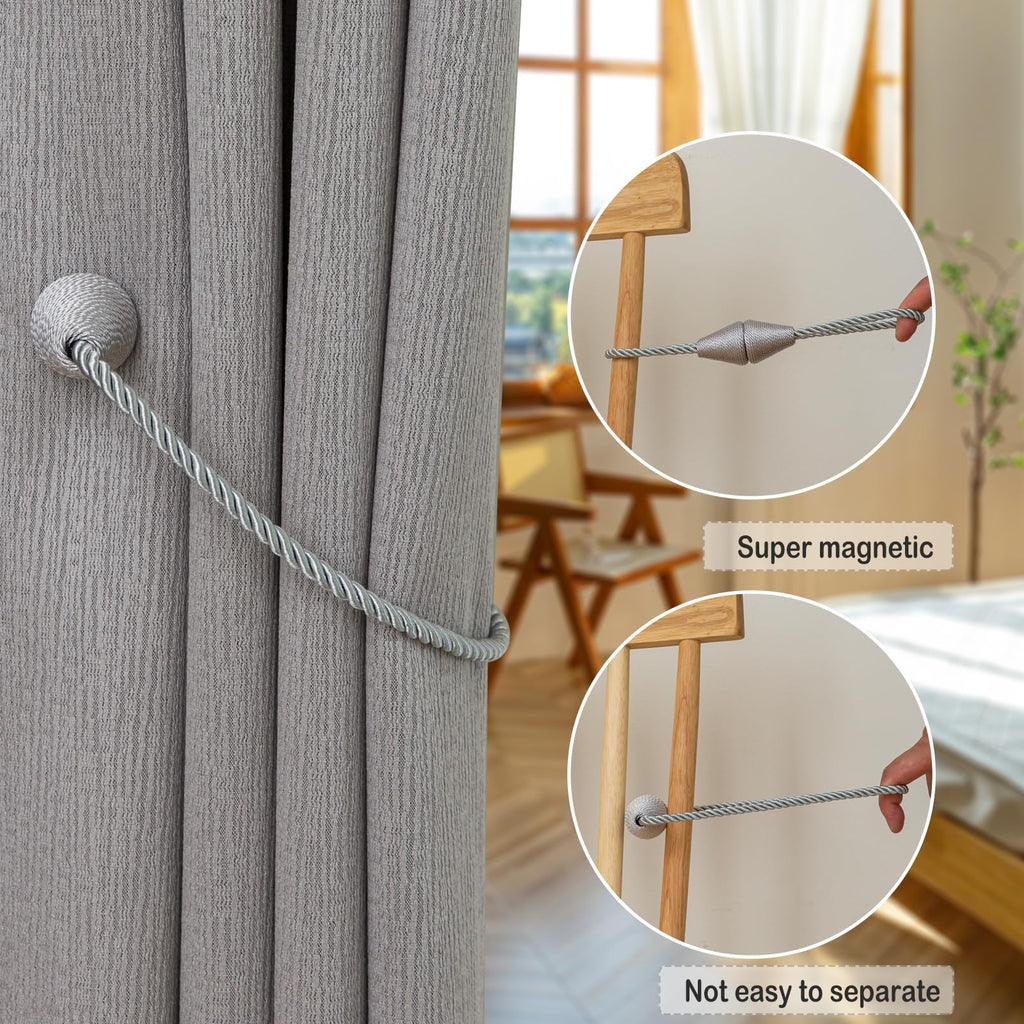 Magnetic Curtain Tiebacks 2 Pack Outdoor Rope Curtain Tie Backs Decorative Window Treatment Holdbacks for Home Decorative Curtain