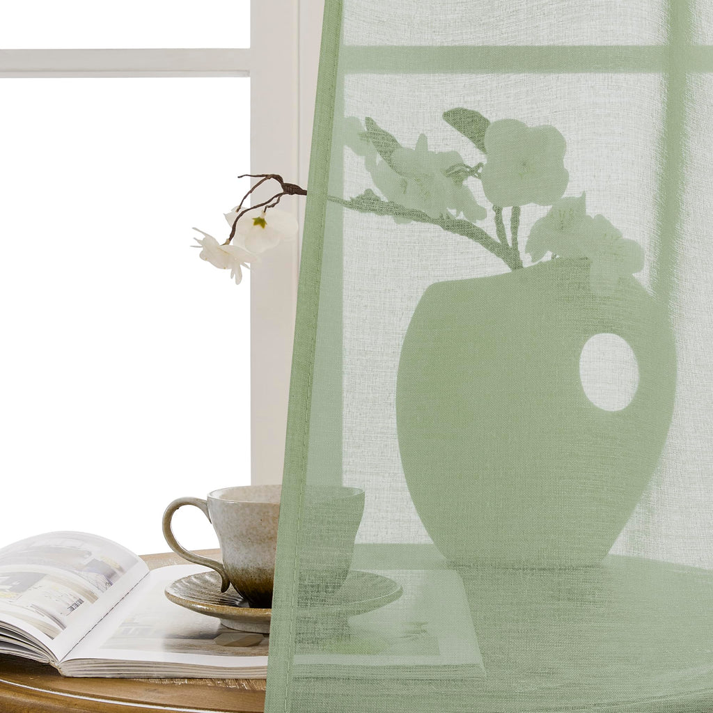 Sheer Door Curtain Closet Linen Textured Curtains Sheer Doorway Light Filtering Voile Patio Glass Doors Rod Pocket Curtain French Door