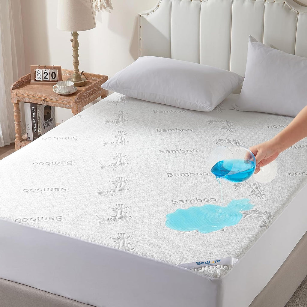 Queen Size Waterproof Mattress Protector Bamboo Viscose Bed Cover