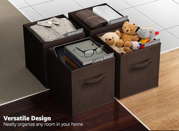 Sorbus Fabric Storage Cubes - 6 Foldable Storage Bins for Organizing Pantry, Cubbies, Toy Box - Clothes Storage & Closet Organizer - 13 Inch Collapsible Cube Baskets for Shelves with Handle