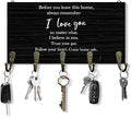 I Love You Sign Key Holder for Wall 10"x5.12", Couple Home Key Hanger Wall Mount, Before You Leave This Home Sign Love Wooden Hanging Keys Holder Decor for Entryway Front Door（5 Hooks）