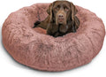 Best Friends by Sheri Original Calming Donut Dog and Cat Bed, Shag Faux Fur, Dusty Rose, (36in x 36in) - Anxiety Relief for Pets Up to 100 lbs