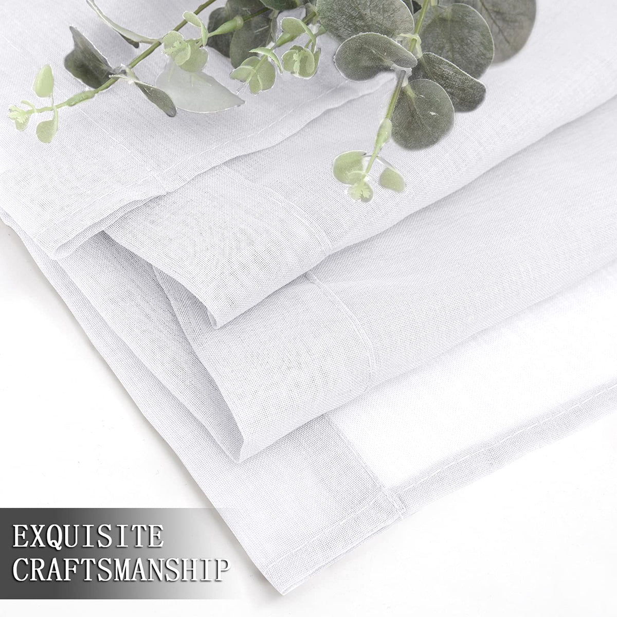Sheer Curtain Linen Textured Living Room Curtains Sheer Light Filtering Rod Pocket Voile Curtain for Bedroom