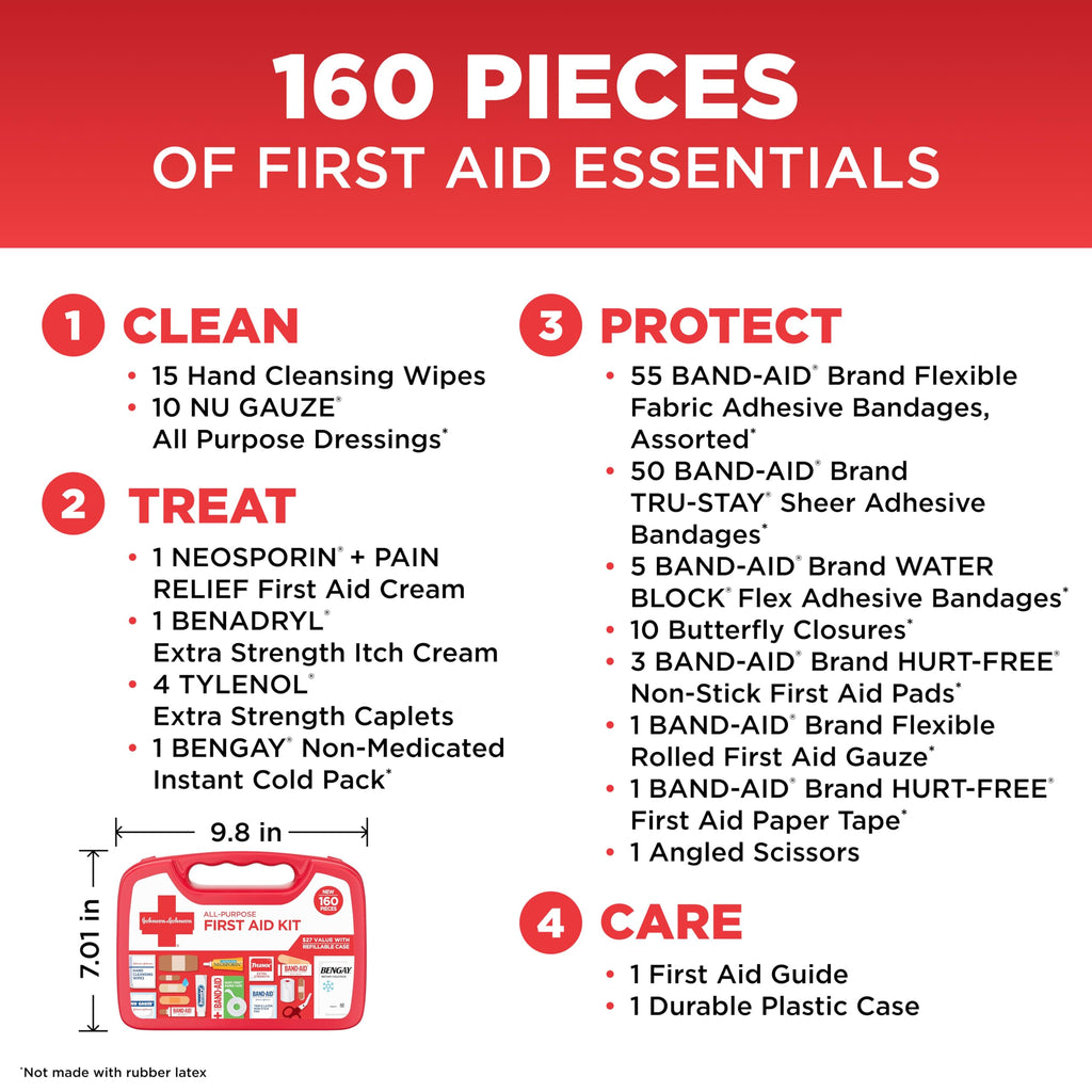 Band-Aid 160-Piece First Aid Kit | Camping, Travel & Home