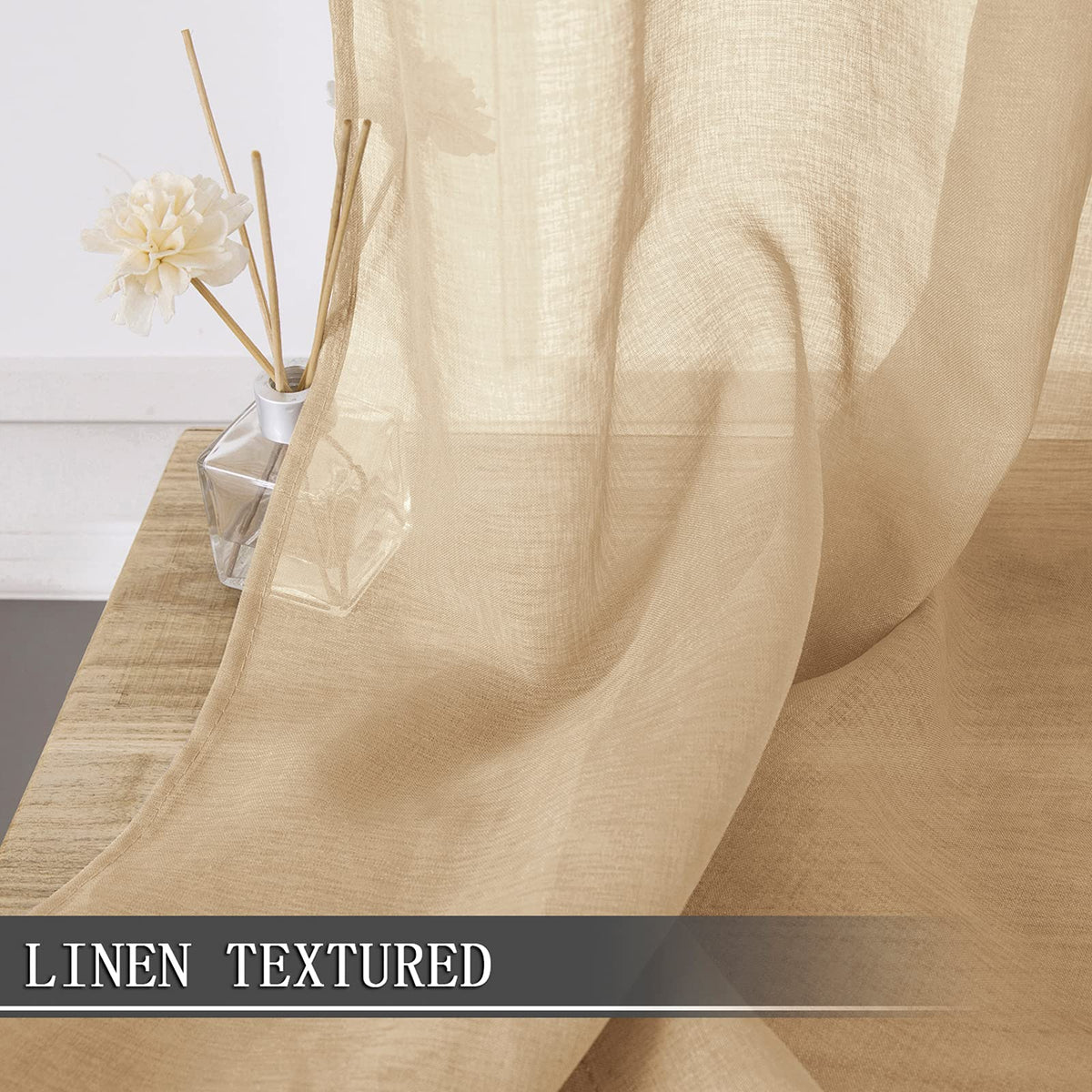 Sheer Tier Curtain Linen Textured Half Kitchen Curtains Sheer Light Filtering Rod Pocket Voile Small Curtains for Bathroom