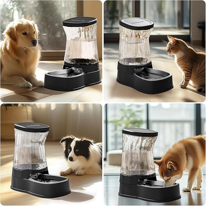Gardner Pet Automatic Dog Water Dispenser Gravity Stainless Steel Water Waterer Feeder, 100% BPA-Free Large Capacity Water Feeding Bowls for Medium & Large-Sized Dogs Cats Other Pets-(1.6 Gallon)