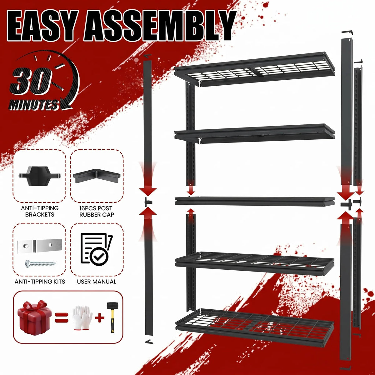 72" H Heavy Duty Garage Shelving (5 Count)