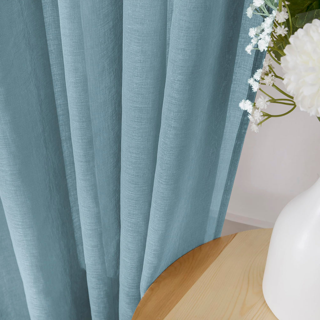 Sheer Tier Curtains Kitchen Linen Textured Half Curtain Sheers Light Filtering Rod Pocket Voile Bathroom Short Curtains for Farmhouse (2 Count)