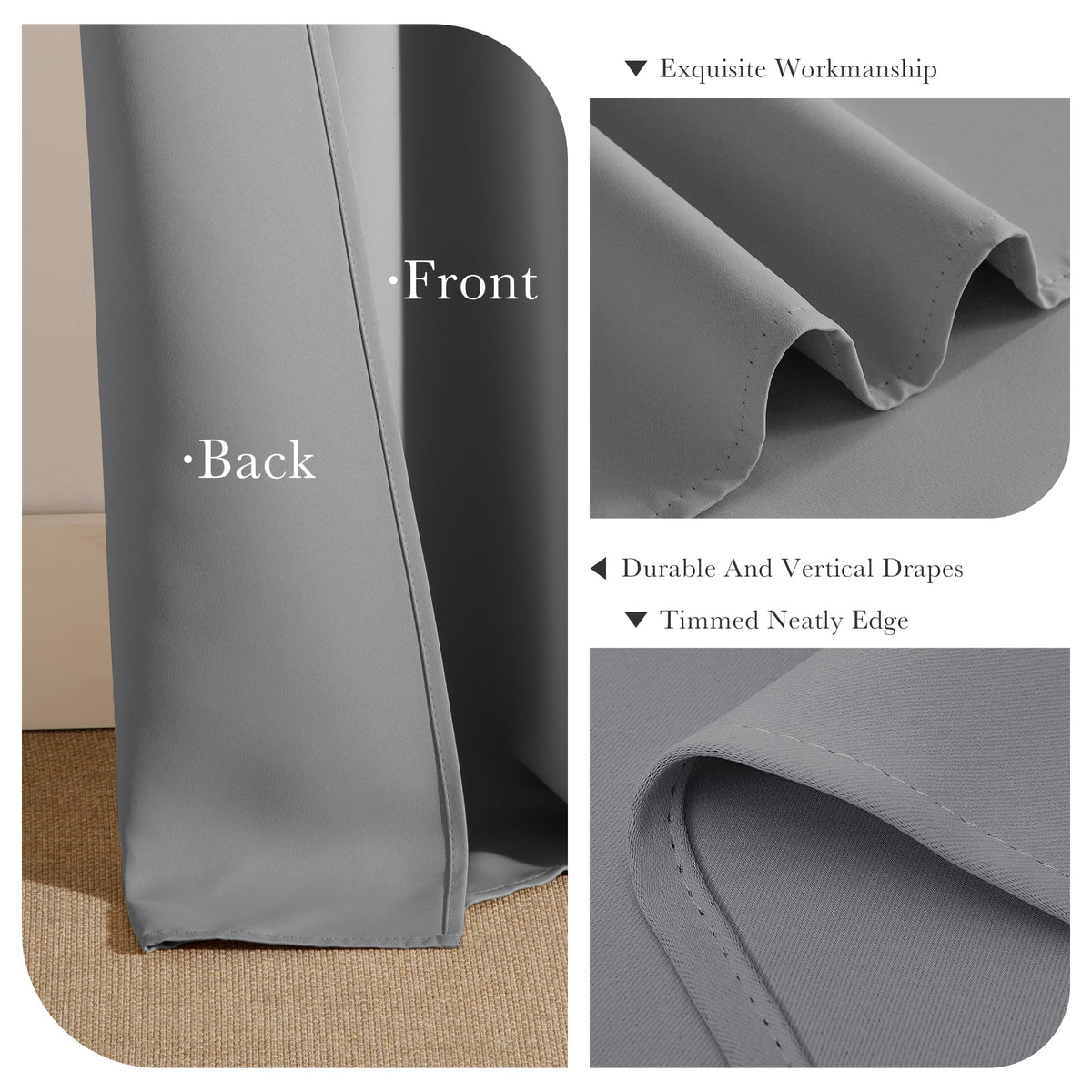 Short Silver Grey Curtains for Small Windows (2 Count)