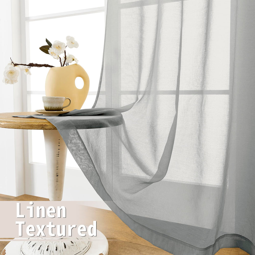 Sheer Door Curtains Closet Linen Textured Curtains Sheer Doorway Light Filtering Voile French Doors Rod Pocket Curtain Patio Glass Door