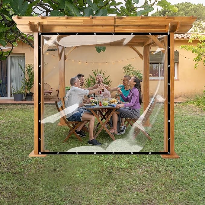 Covers & all Clear Tarp Heavy Duty Waterproof, 20mil Clear Tarp with Grommets, Outdoor Tarp for Patio Covers, Porch Screens, Greenhouses, Chicken Coop (6' H x 20' W Feet), Indoor or Outdoor Use