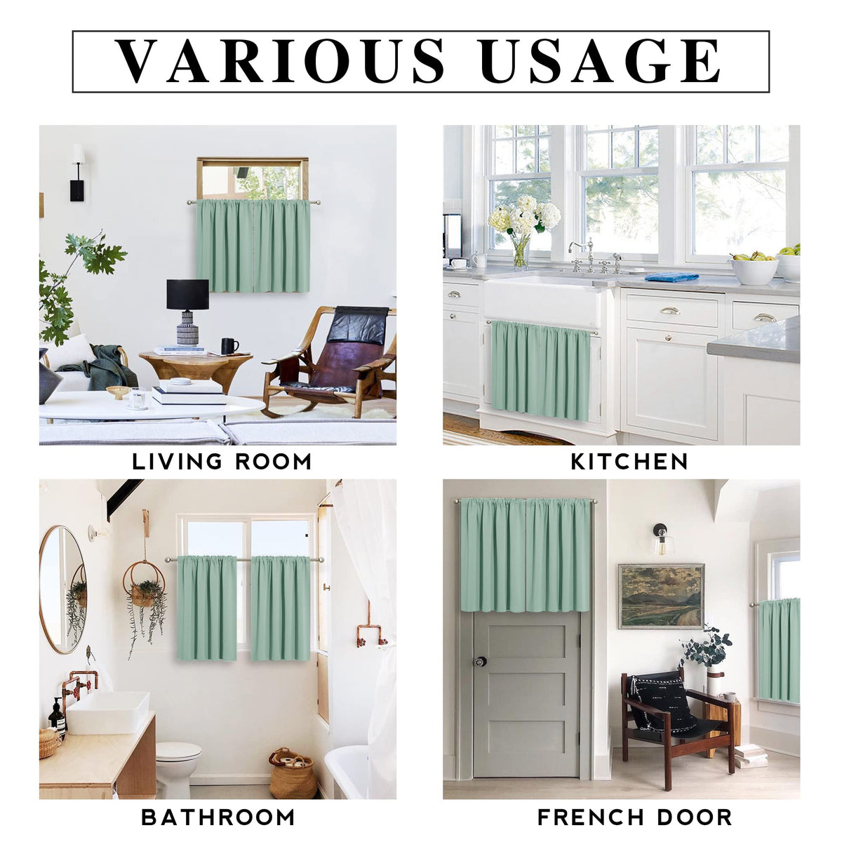 Cafe Blackout Curtains 24 inch Length