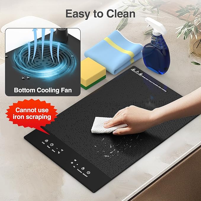 VBGK Electric Cooktop,110V Electric Stove Top,Single Burner Electric Cooktop LED Touch Control,9 Power Levels, Kids Lock &Timer,Overheat Protection,2000W Portable Burner