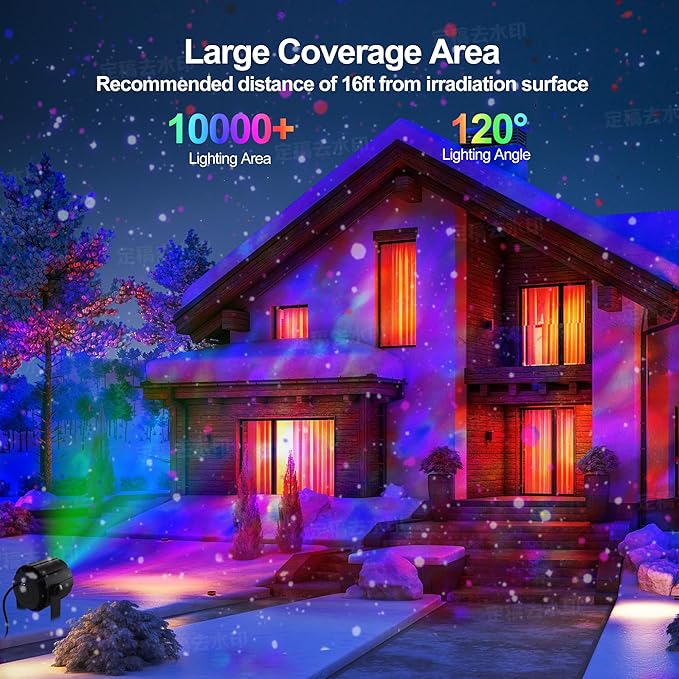 Ocean Wave Projector Light, 150W RGBW Color Changing Water Wave Light, LED Water Ripple Effect or Flame Fire Effect, Use for Ceiling, Wall, Garden, Party, Holiday
