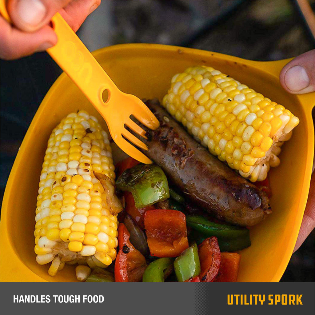 UCO Utility Spork Camping Spoon-Fork-Knife Utensil, 2 Pack