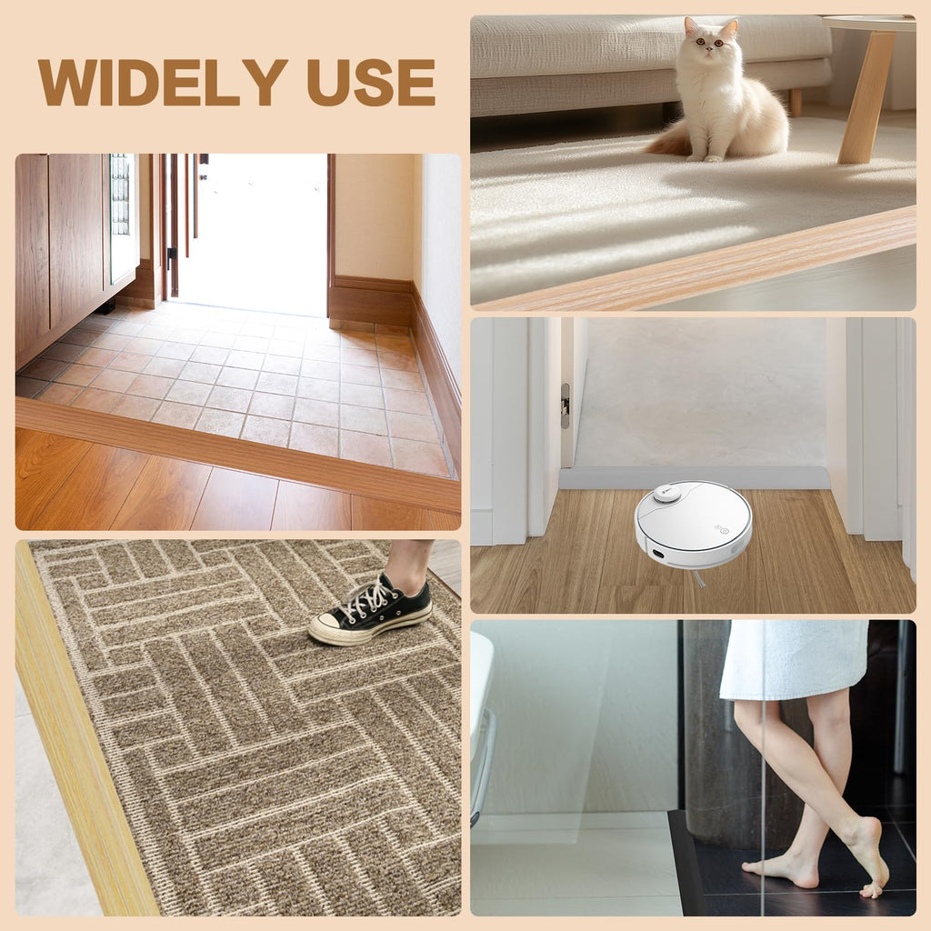 Floor Transition Strip Vinyl Door Threshold Ramp Self Adhesive Carpet Edging Strip Doorway Edge Trim (6.6 Foot)