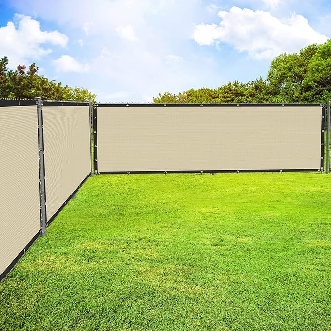 ECOOPTS 4'x299' Privacy Fence Screen Windscreen with Copper Grommets, Fit for Commercial Fence and Residential Garden Outdoor 90% UV Blockage, Cable Zip Ties Included (Beige)