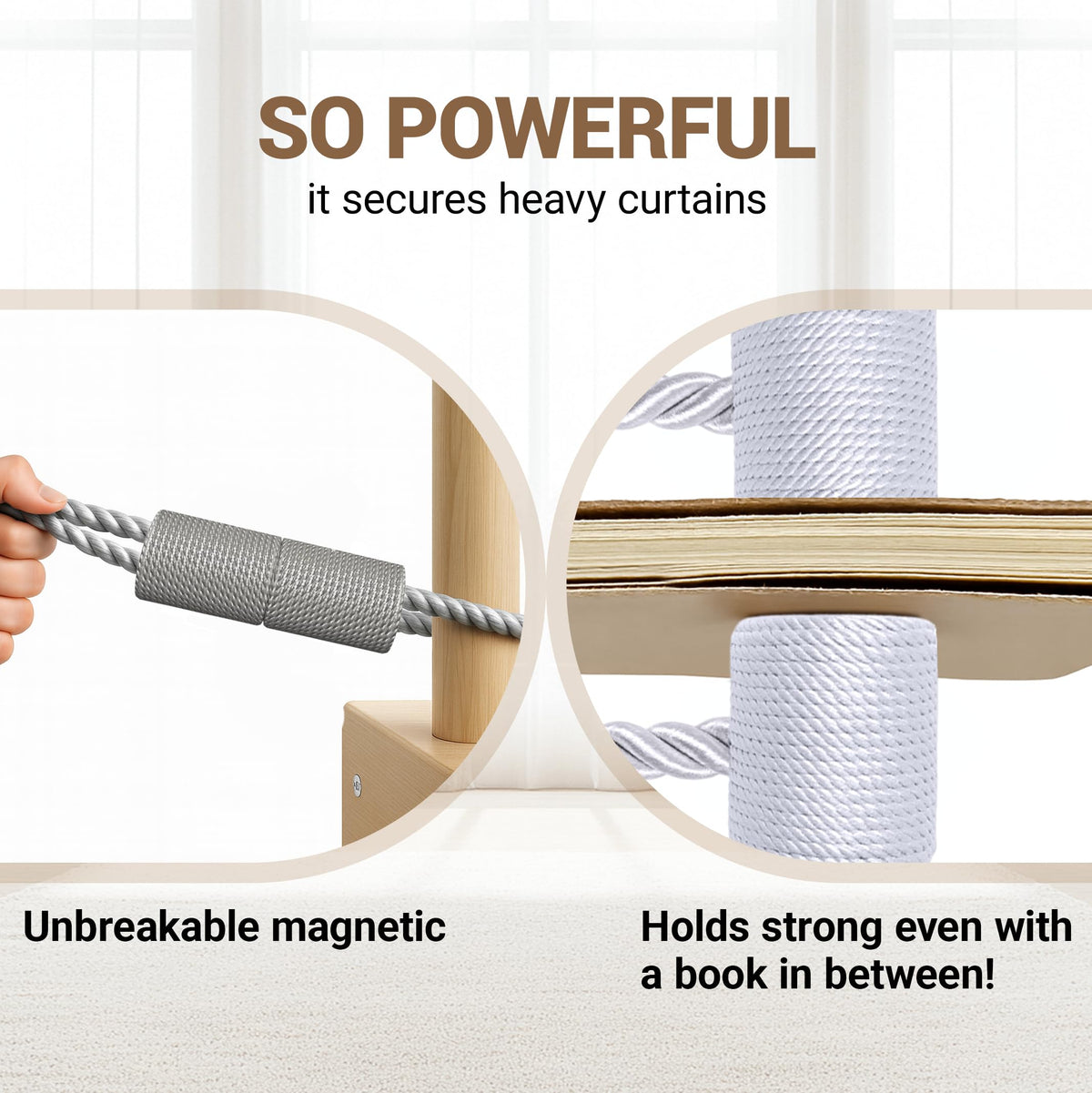 Magnetic Curtain Tiebacks Grey 4pcs (4 Count)