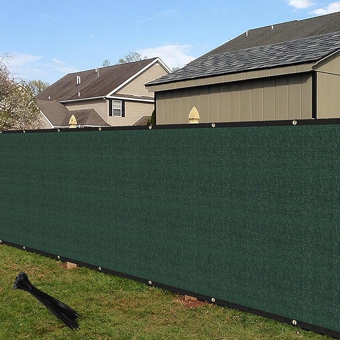 ECOOPTS 4'x94' Privacy Fence Screen Windscreen with Copper Grommets, Fit for Commercial Fence and Residential Garden Outdoor 90% UV Blockage, Cable Zip Ties Included (Green)