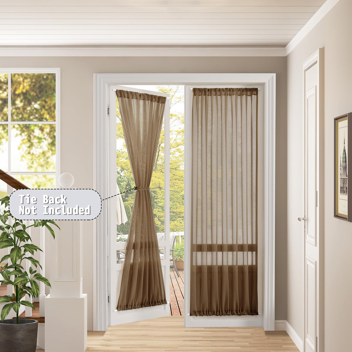 Sheer Door Curtains Closet Linen Textured Curtain Sheers Doorway Light Filtering Voile Patio Glass Door Rod Pocket Curtains French Doors