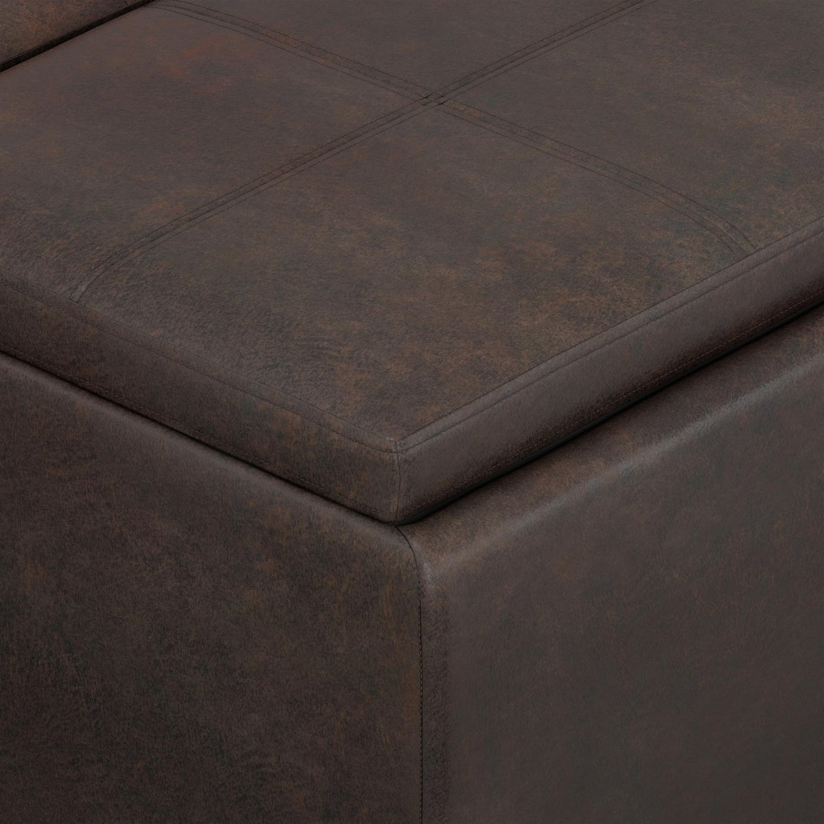 Avalon 42" Wide Vegan Leather Storage Ottoman in Brown
