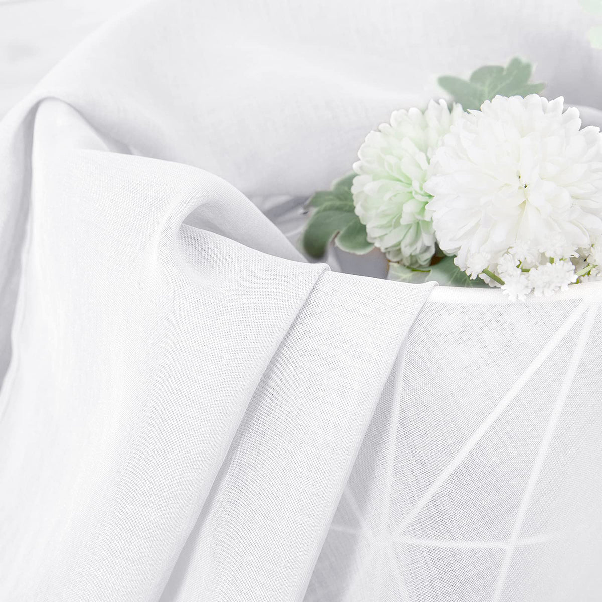 Sheer Curtain Linen Textured Living Room Curtains Sheer Light Filtering Rod Pocket Voile Curtain for Bedroom
