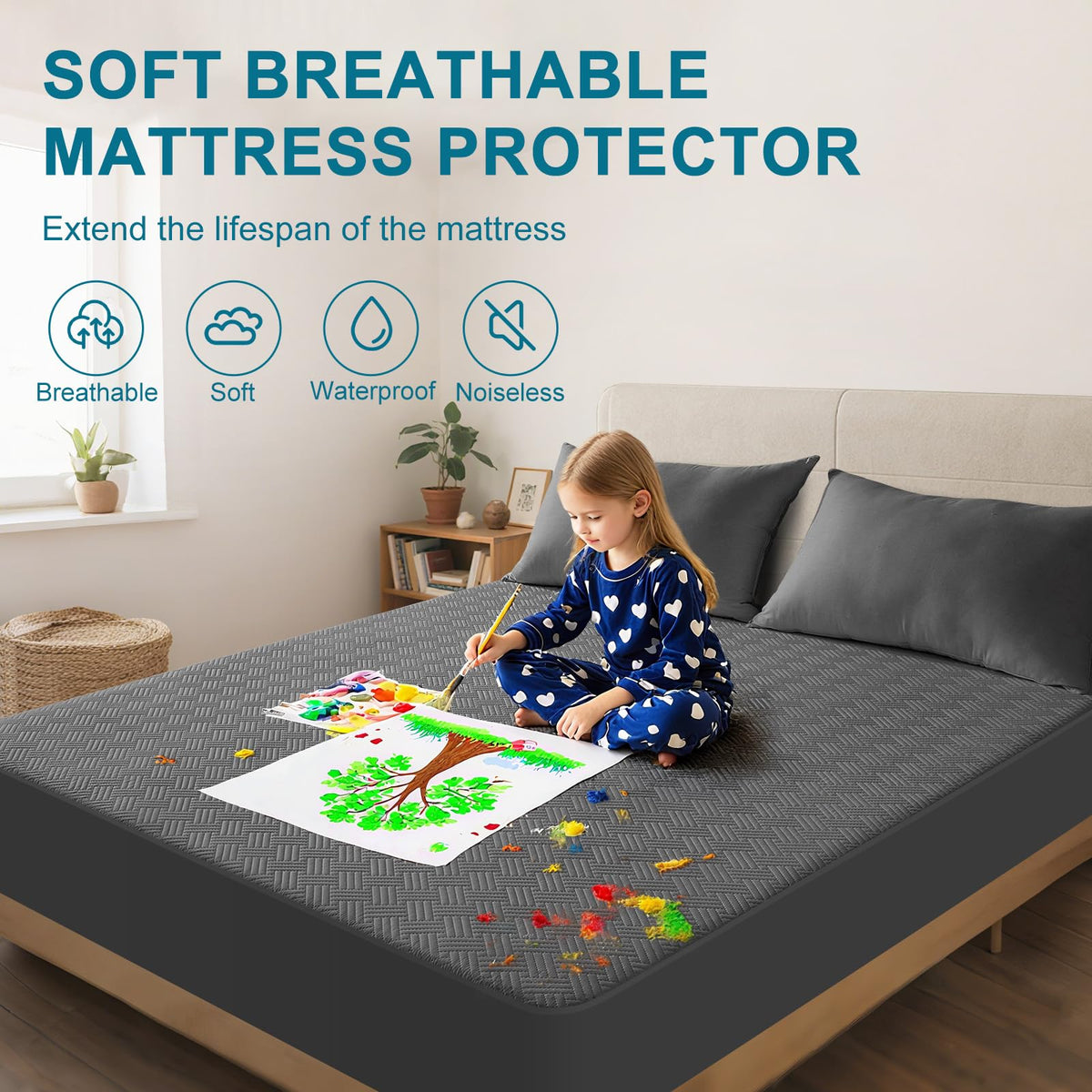 Waterproof King Size Mattress Protector with Deep Pockets