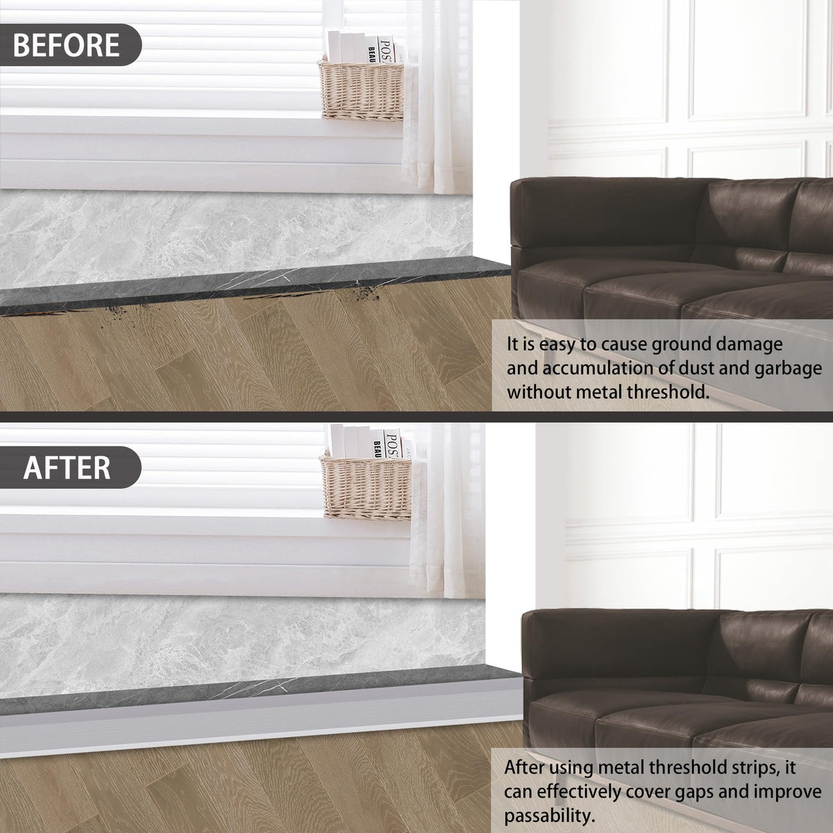 Aluminum Floor Transition Threshold Strip (2 Count)