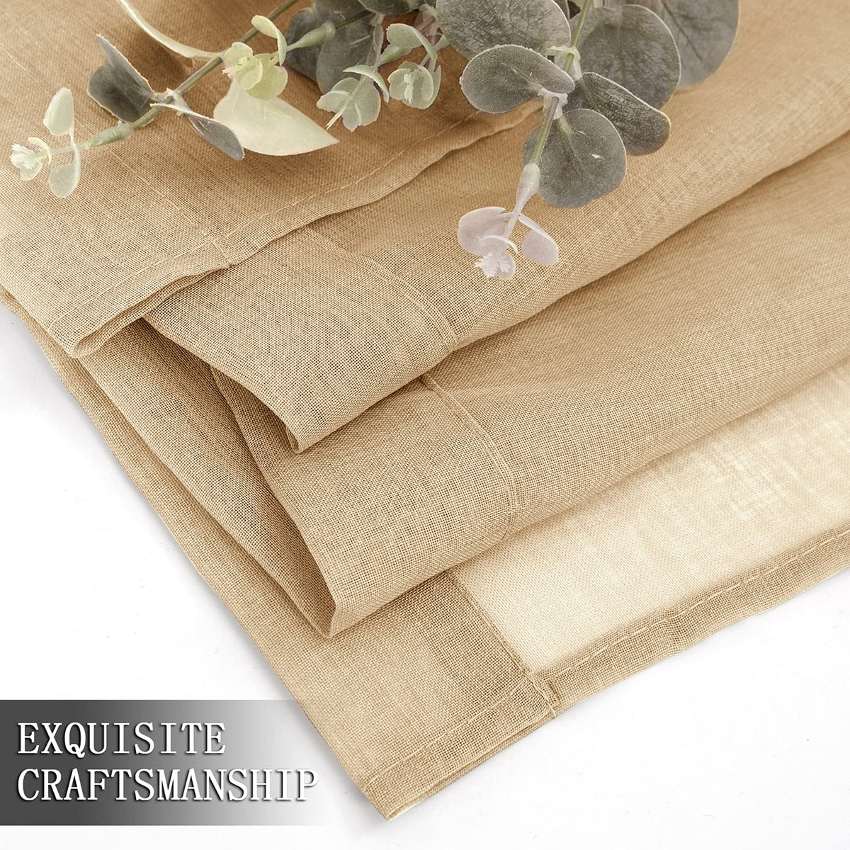 Sheer Curtain Linen Textured Living Room Curtains Sheer Light Filtering Rod Pocket Voile Curtain for Bedroom