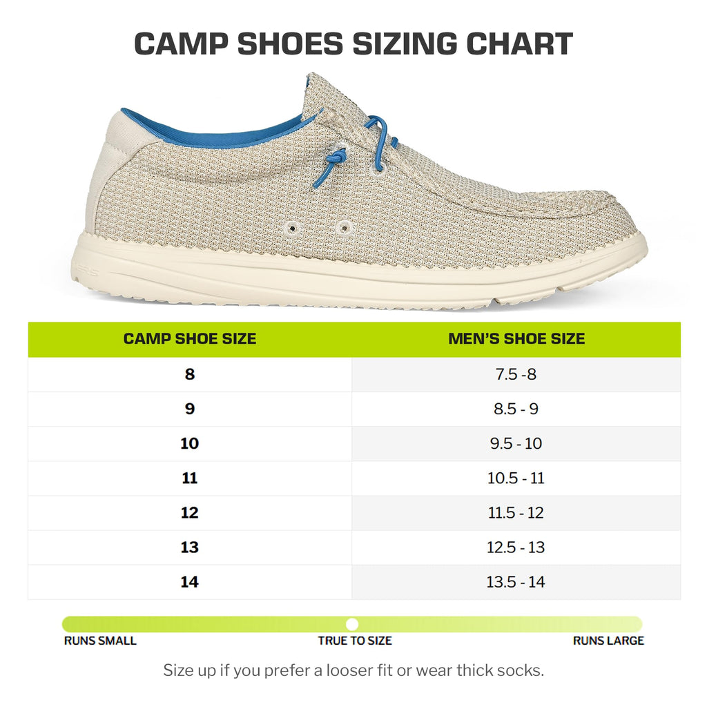 Gator Waders Mens Camp Shoes - Lightweight Slip-On Outdoor Loafers for Men with Elastic Laces, Breathable Mesh, Cushioned Insole Comfortable Durable Casual Footwear (11, Shoreline)