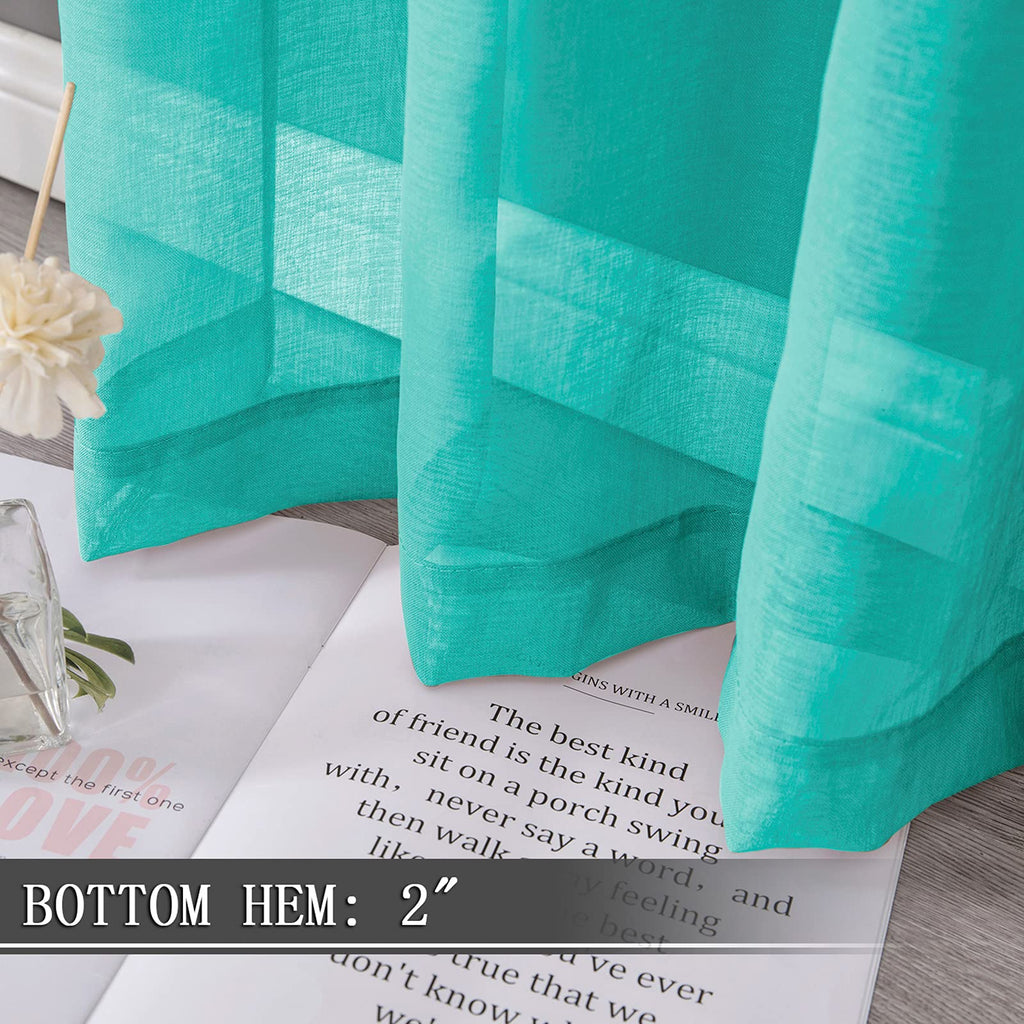 Sheer Curtains Linen Textured Living Room Curtain Sheers Light Filtering Rod Pocket Voile Curtains for Bedroom (2 Count)