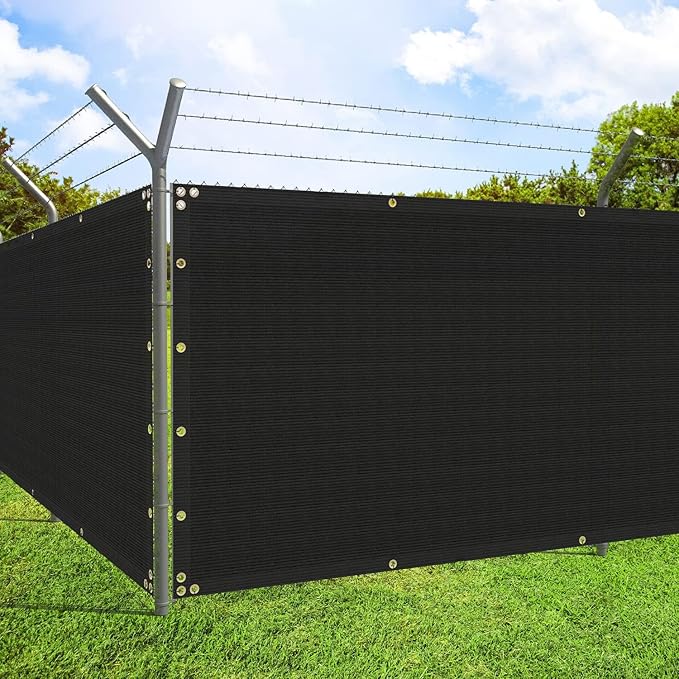 ECOOPTS 4'x182' Privacy Fence Screen Windscreen with Copper Grommets, Fit for Commercial Fence and Residential Garden Outdoor 90% UV Blockage, Cable Zip Ties Included (Black)