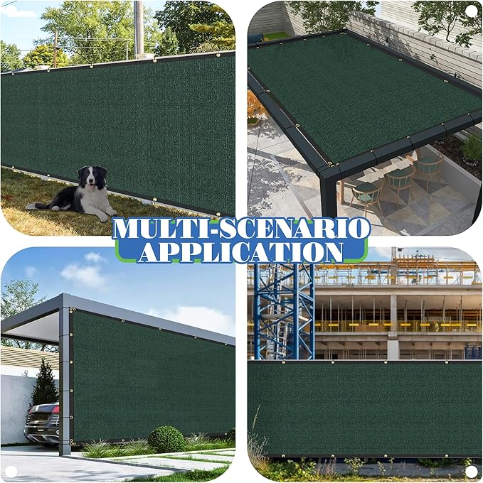 ECOOPTS 4'x204' Privacy Fence Screen Windscreen with Copper Grommets, Fit for Commercial Fence and Residential Garden Outdoor 90% UV Blockage, Cable Zip Ties Included (Green)