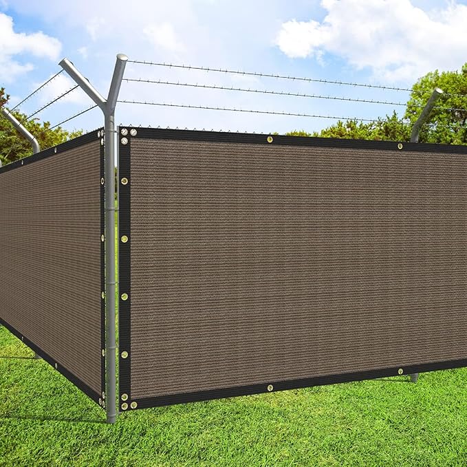 ECOOPTS 4'x138' Privacy Fence Screen Windscreen with Copper Grommets, Fit for Commercial Fence and Residential Garden Outdoor 90% UV Blockage, Cable Zip Ties Included (Brown)