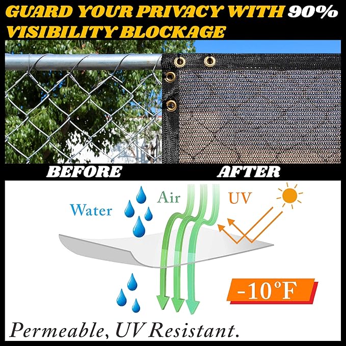 Royal Shade Custom Size 4' x 66' Brown Fence Privacy Screen Windscreen Cover Netting Mesh Fabric Cloth - Cable Zip Ties Included (We Make Custom Size)