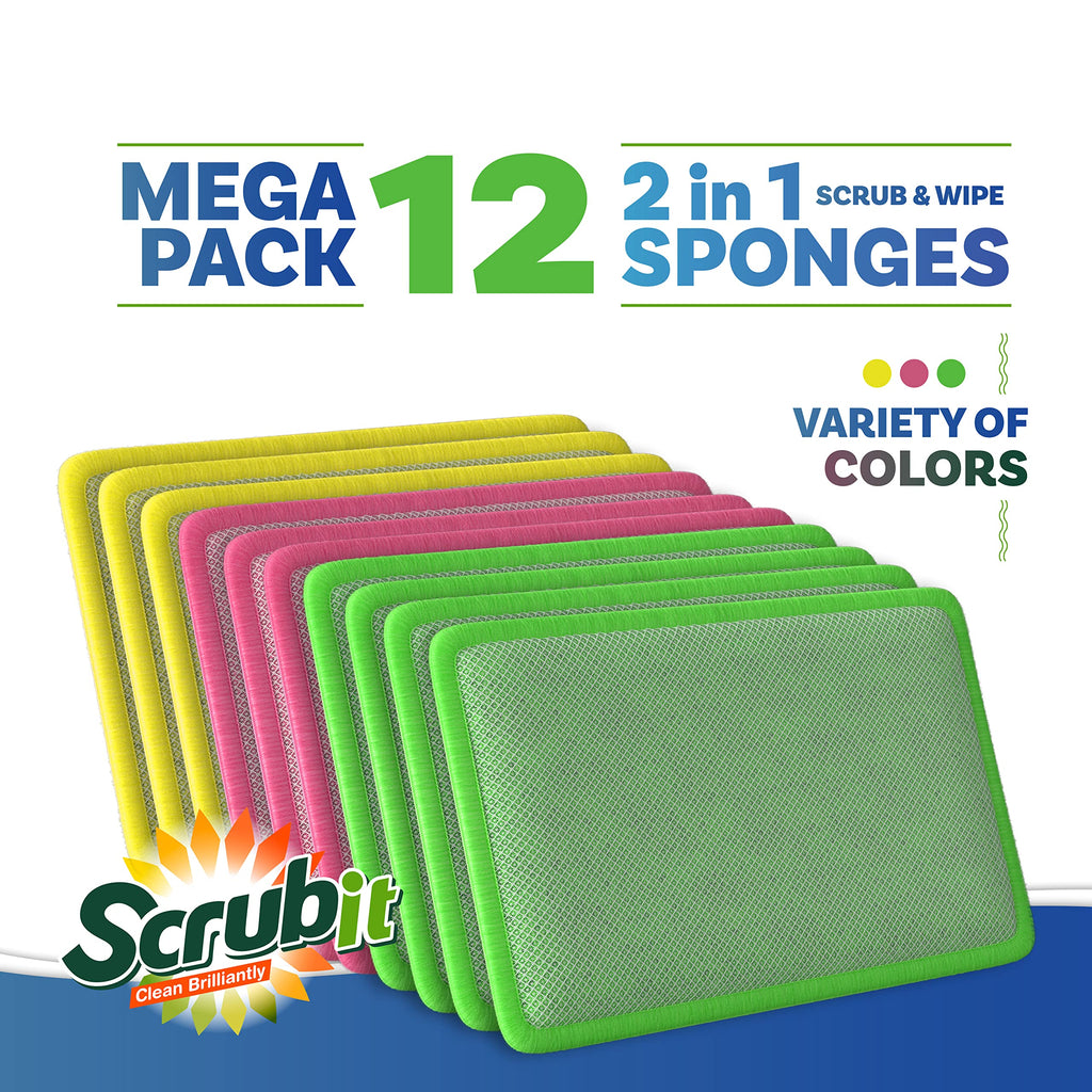 12 Pack] Scrub and Wipe Cleaning Pads (12 Count)