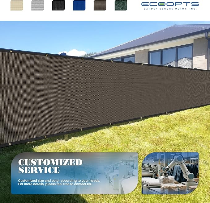 ECOOPTS 4'x232' Privacy Fence Screen Windscreen with Copper Grommets, Fit for Commercial Fence and Residential Garden Outdoor 90% UV Blockage, Cable Zip Ties Included (Brown)