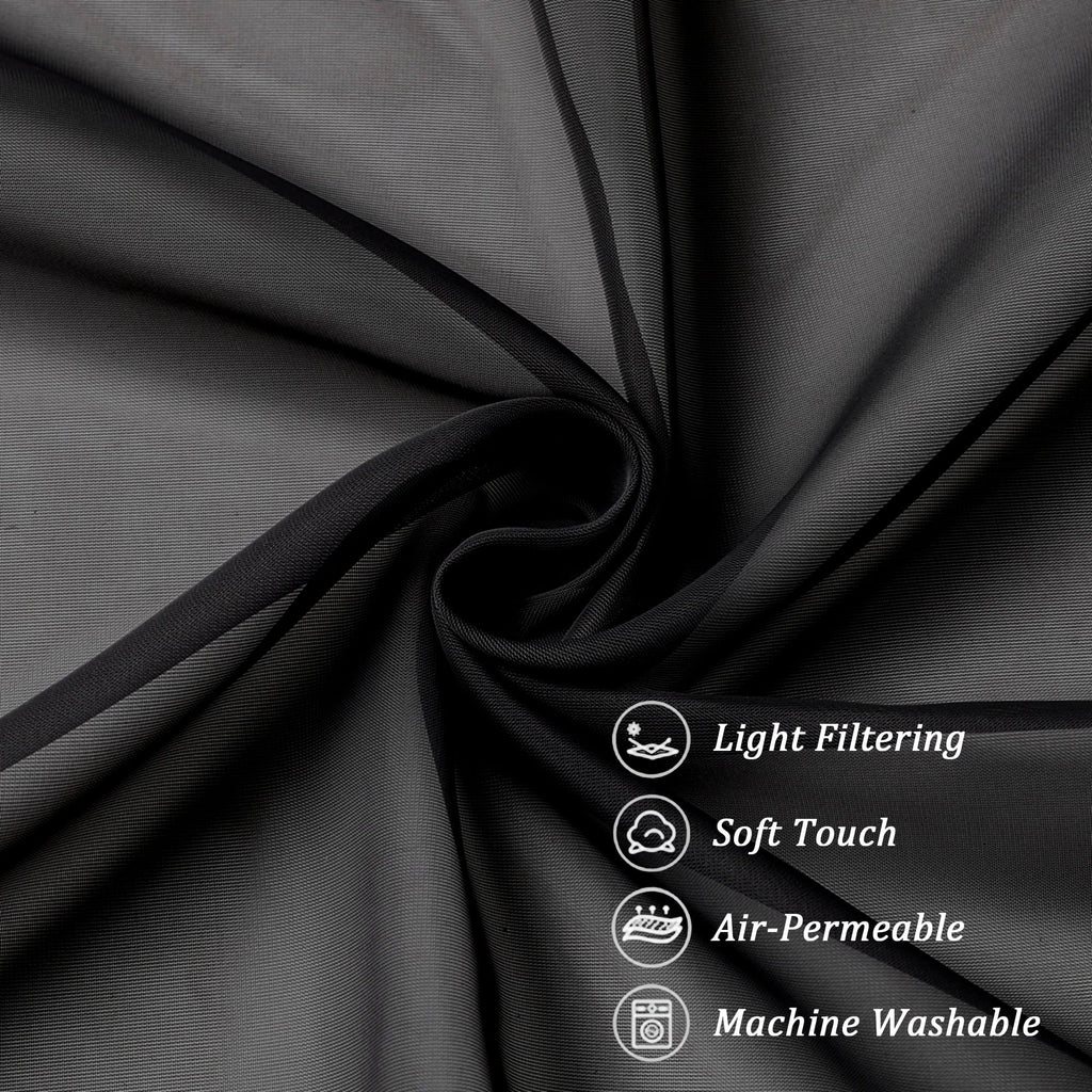 Black Sheer Valances for Windows 2 Pack