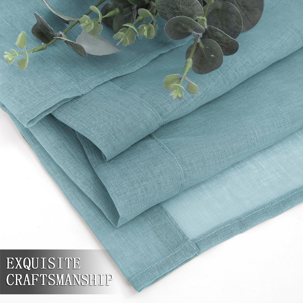 Short Sheer Curtain Linen Textured Bedroom Curtains Sheer Light Filtering Rod Pocket Voile Curtain for Living Room