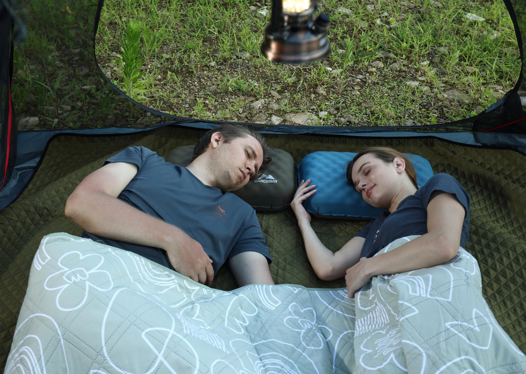 MARCHWAY Inflatable Camping Pillow with Soft Foam Top & TPU Air Bladder, Dual-Sided Support for All-Season, Lightweight Compact Travel Pillow for Hiking, Backpacking, Airplane, Car (Green)